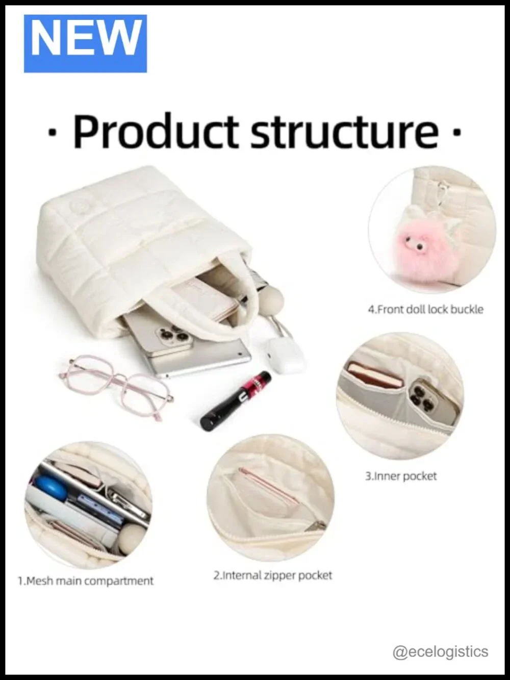 Quilted Mini Puffer Crossbody Bag - Lightweight Water-Resistant Nylon Shoulder